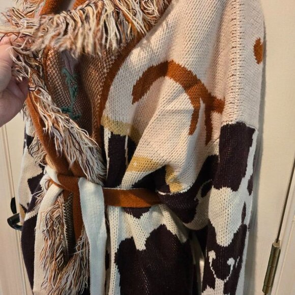 Stellah Free People Elliot Fringe Belted Cardigan Size Small - Picture 10 of 14